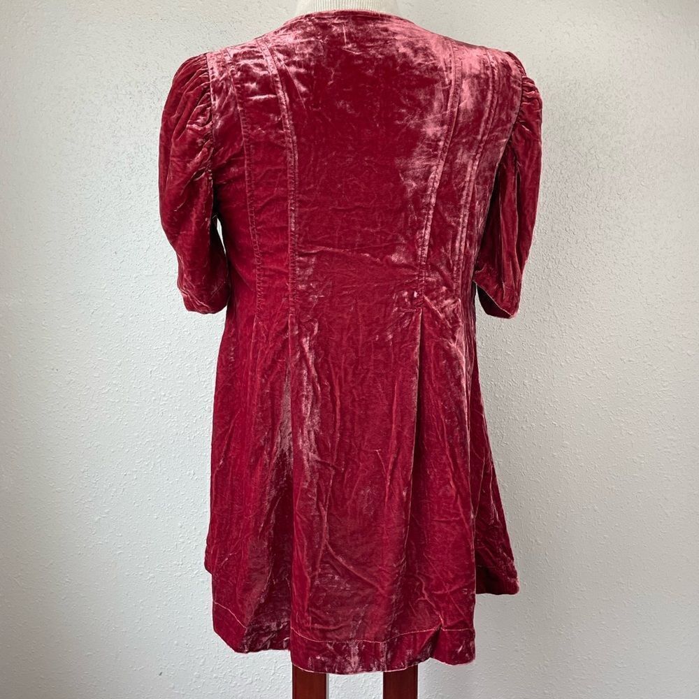 NWOT Red Velour V-Neck Tunic Top Size XS - Picture 5 of 7